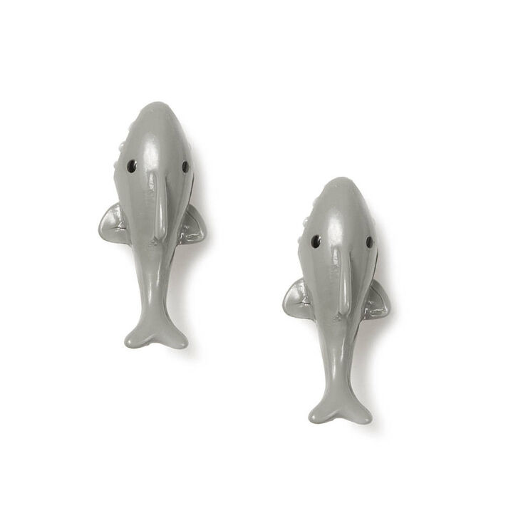 Gray Shark Ear Jacket Earrings,