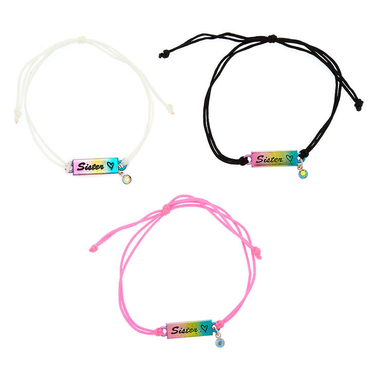 Rainbow Adjustable Sister Bracelets - 3 Pack,