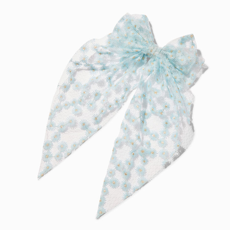 Blue Daisy Lace Hair Bow Clip,