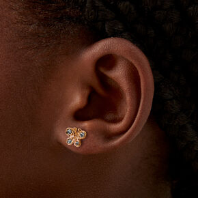 Gold-tone Butterfly &amp; Daisy Stud Earrings - 9 Pack,