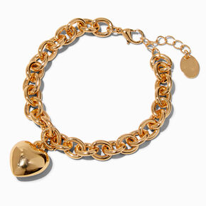 Gold-tone Heart Chain Bracelet ,