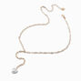 Gold-tone Paperclip Faux Pearl Heart Y-Neck Necklace,