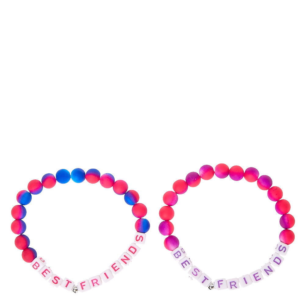 Best Friends Purple Ombre Block Bead Stretch Bracelets,