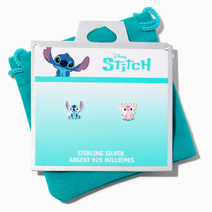 Clous d&rsquo;oreilles en argent Stitch et Angel Disney,