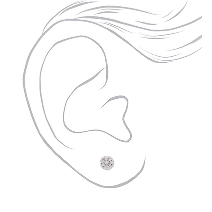 Sterling Silver Cubic Zirconia 6MM Bezel Stud Earrings,