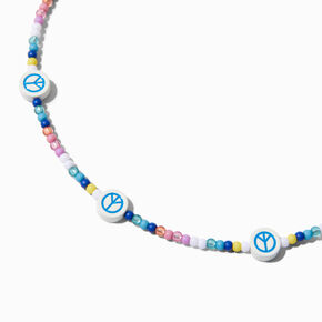 Peace Sign Beaded Choker Necklace,