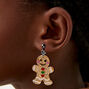Gingerbread Cookie Glittery Clip-On Drop Earrings,