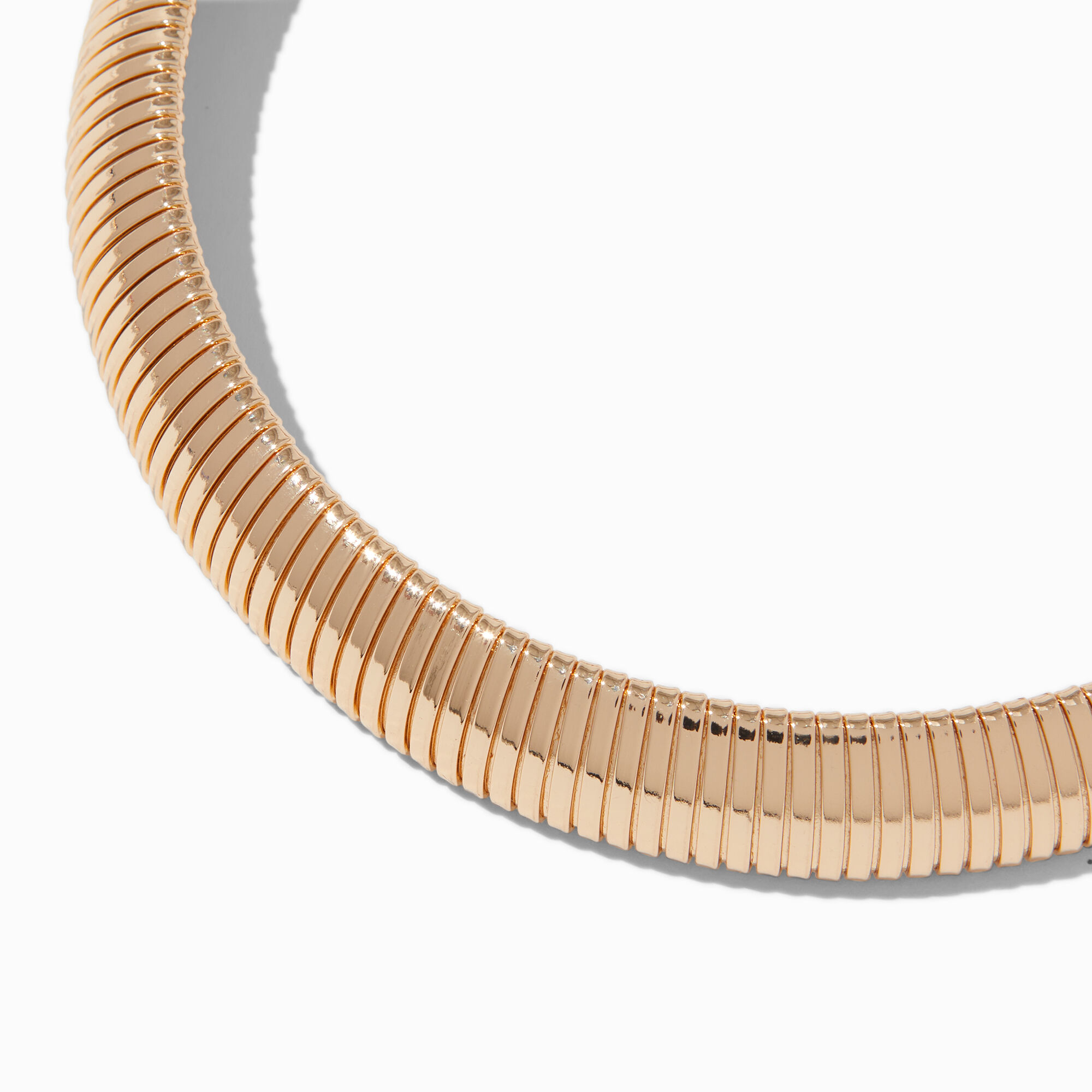 View Claires Tone Ridged Collar Necklace Gold information