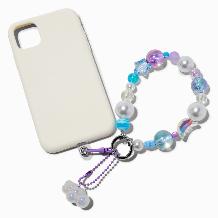 Dragonne pour portable perl&eacute;e violette,
