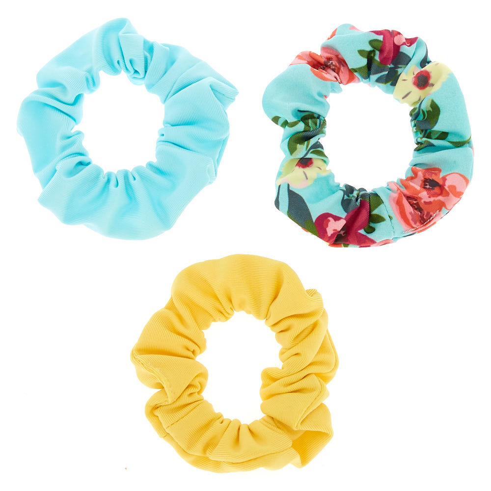 Claire's Club Small Floral Scrunchies - Mint, 3 Pack,