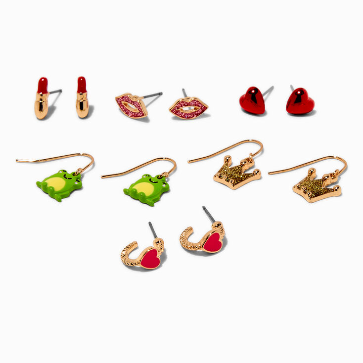 Frog Prince Stud &amp; Drop Earrings - 6 Pack,