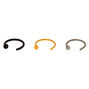20G Mixed Metal Stainless Steel Open Nose Rings - 3 Pack,