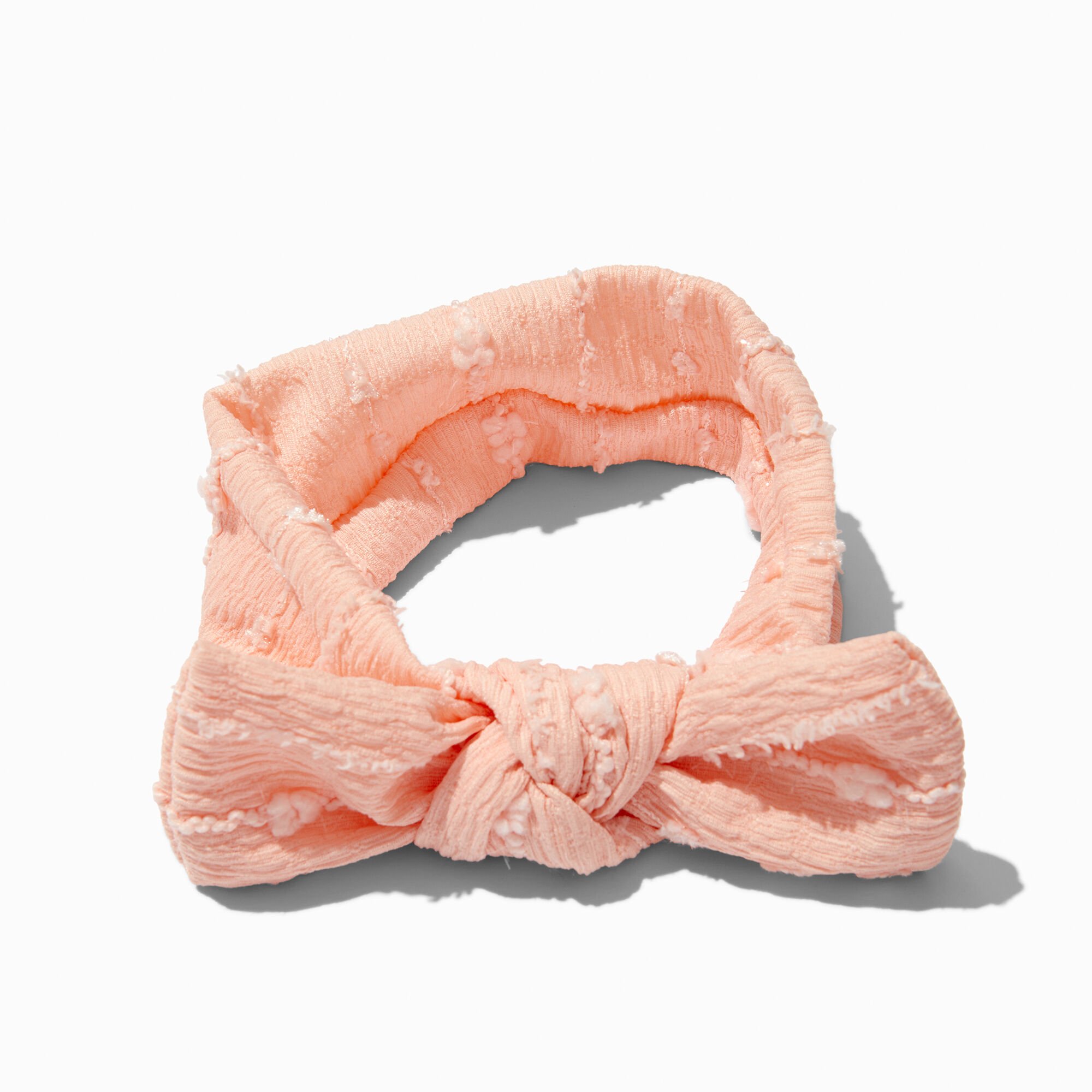 Claire's Club Light Pink Nylon Ribbed Bow Headwrap,