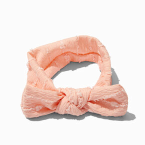 Claire&#39;s Club Light Pink Nylon Ribbed Bow Headwrap,