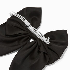 Black Satin Bow Barrette Hair Clip,