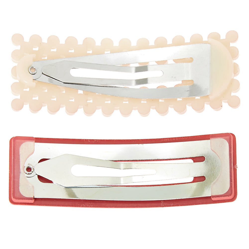 Beaded Matte Rectangle Snap Hair Clips - Blush Pink, 2 Pack,