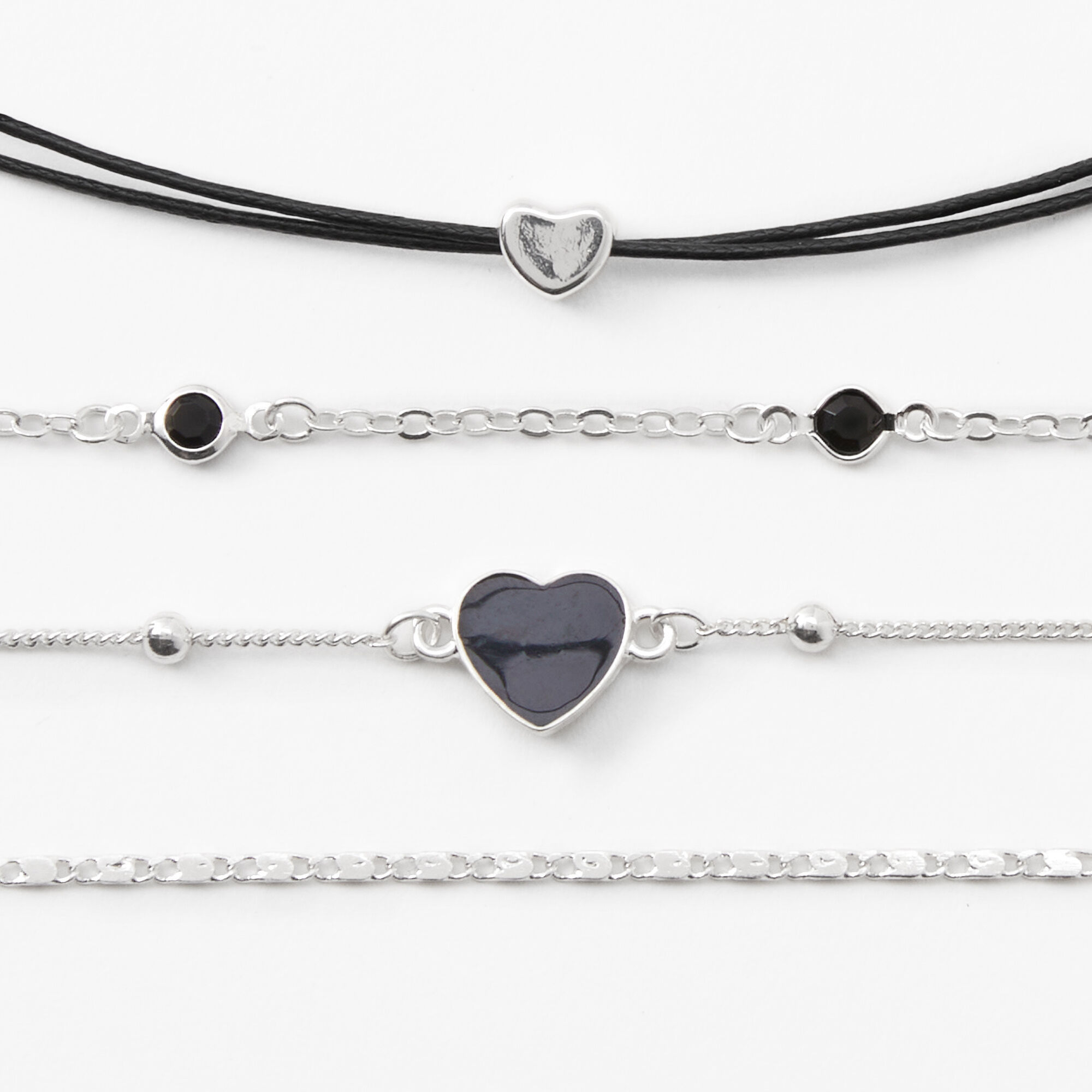 Silver & Black Mixed Bracelet Set,