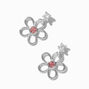 C LUXE by Claire&#39;s Sterling Silver Cubic Zirconia Pink Flower Drop Earrings,