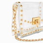 Gold-Studded Clear Flap Crossbody Bag,