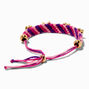 Gold-tone Charm Pink &amp; Purple Woven Bolo Bracelet,