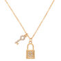 Gold Lock &amp; Key Initial Pendant Necklace - Q,