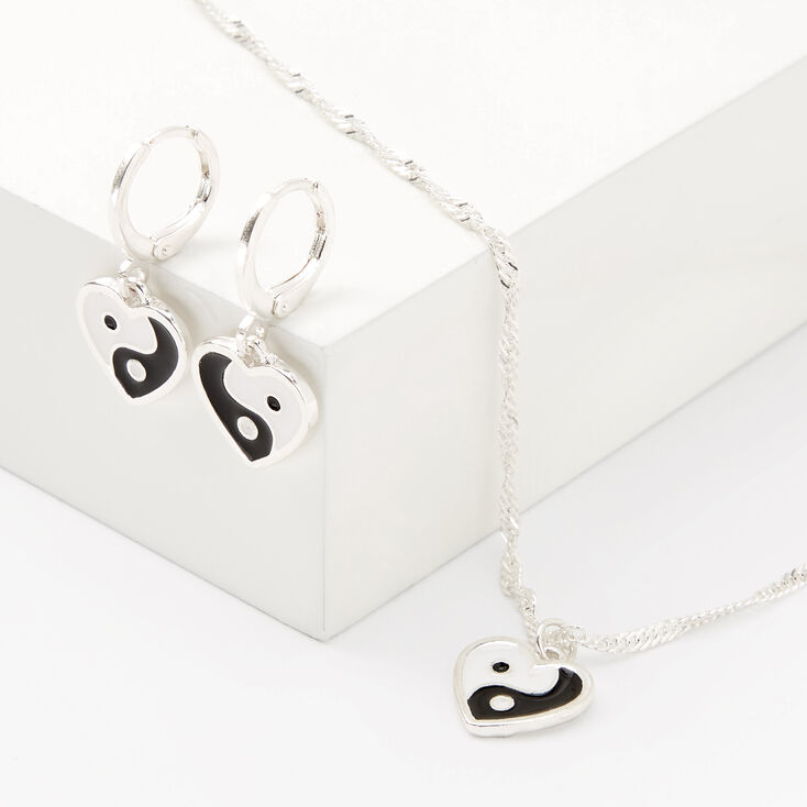 Silver Yin Yang Heart Jewellery Set - 2 Pack,