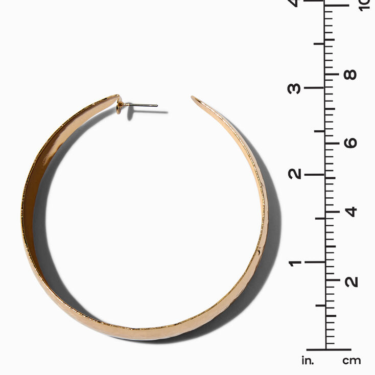Gold-tone Textured Flat 70mm Hoop Earrings,