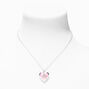 Pink Embellished Initial Glitter Heart Locket Necklace &#40;A&#41;,