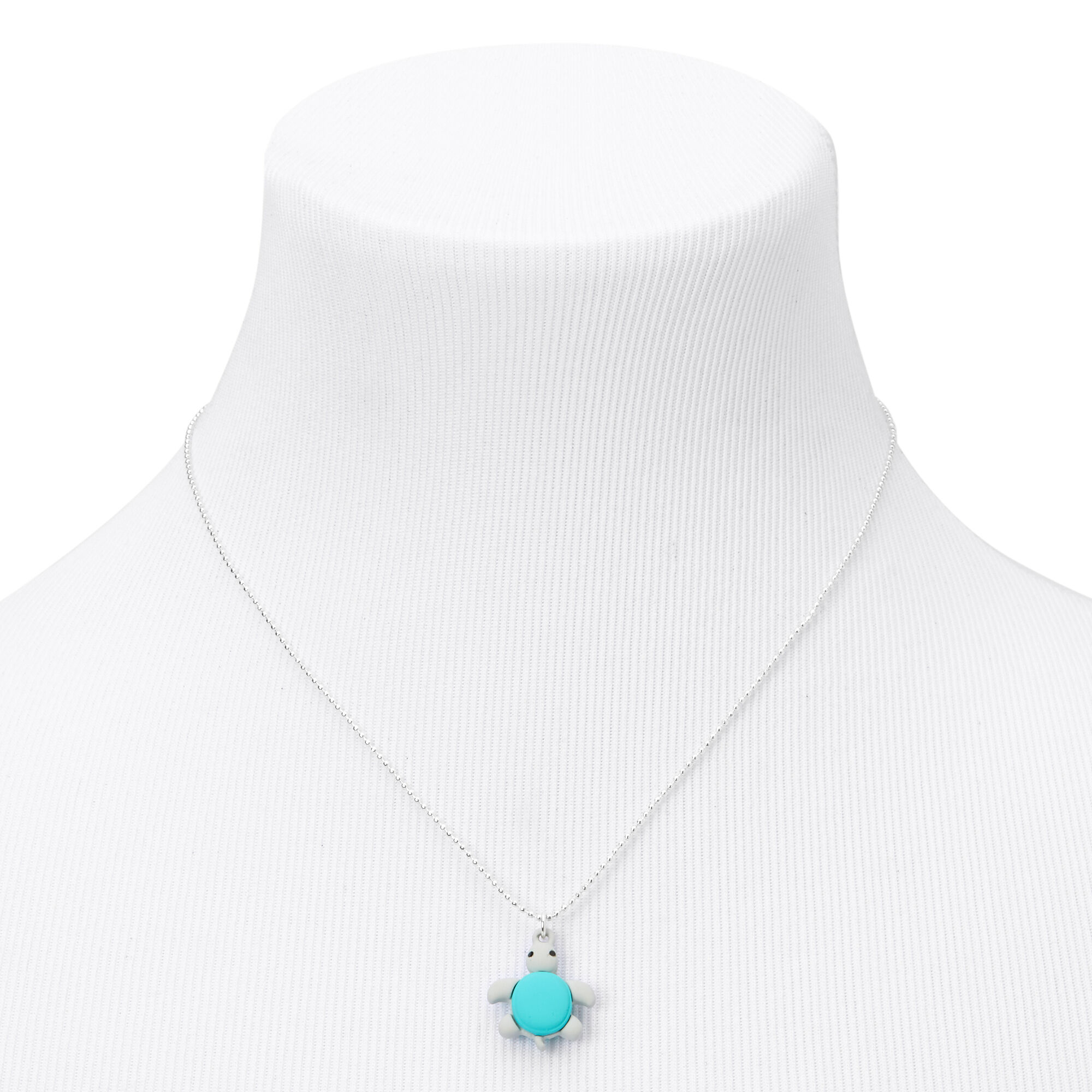 Macaron Turtle Pendant Necklace - Turquoise,