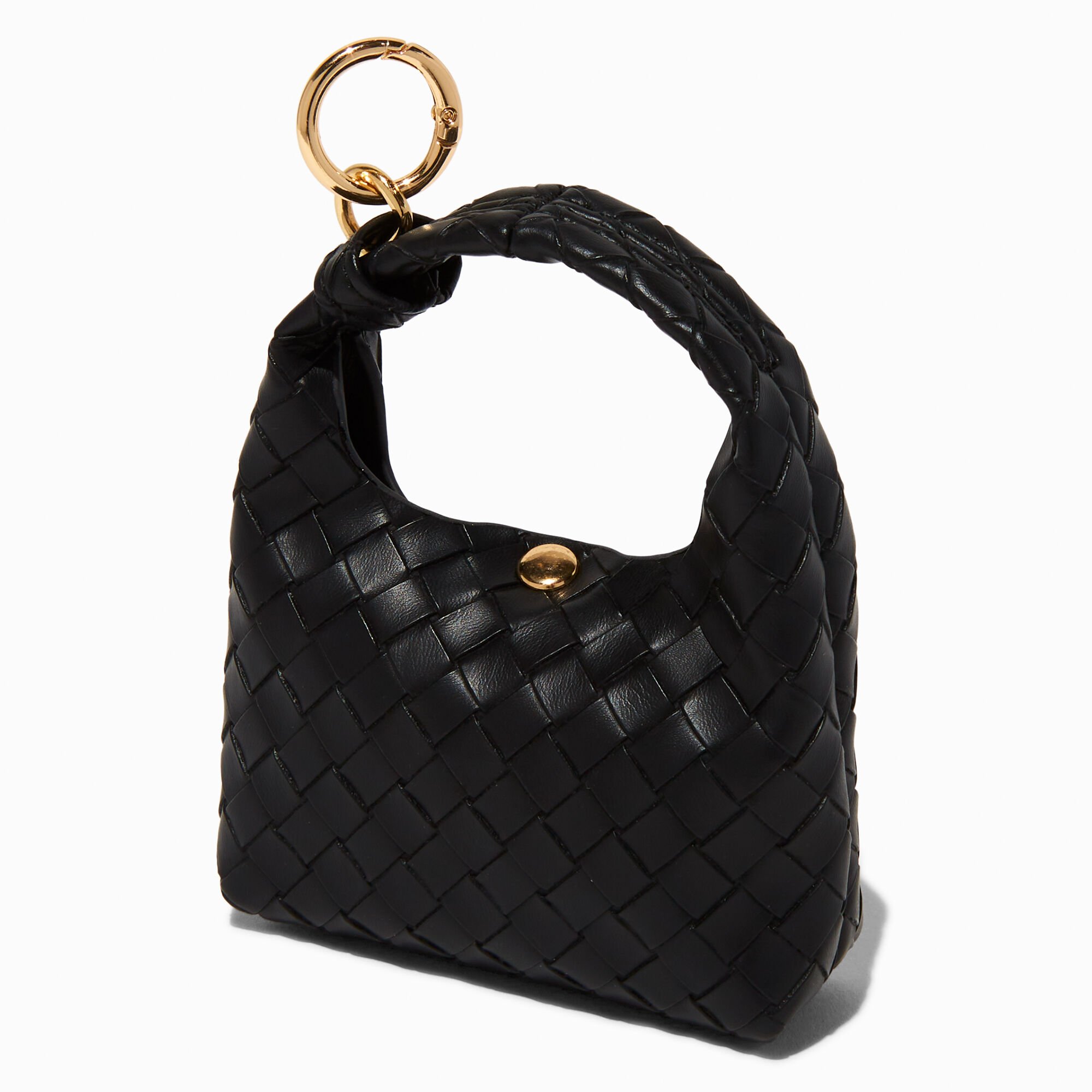Black Woven Mini Purse Keyring,