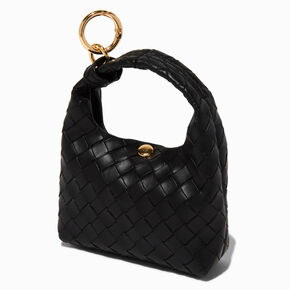 Black Woven Mini Purse Keyring,