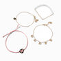 Pink Butterfly Gold Chain Bracelet Set - 4 Pack,