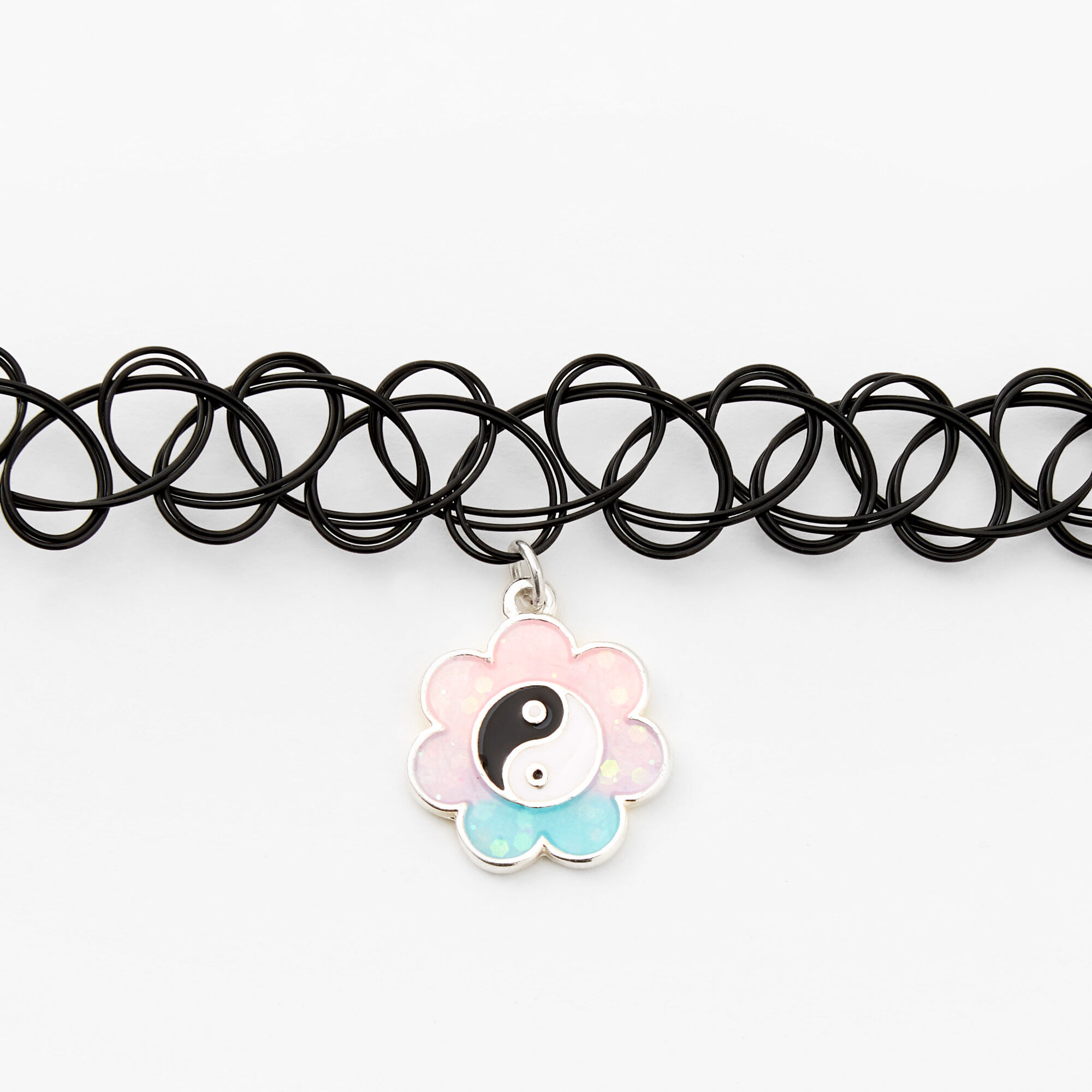 Yin Yang Flower Glow in the Dark Tattoo Choker Necklace,