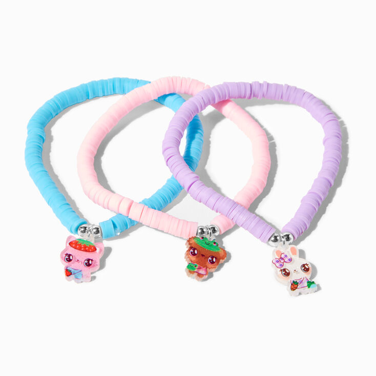 Claire&#39;s Club Costume Critters Matte Disc Bead Stretch Bracelets - 3 Pack,