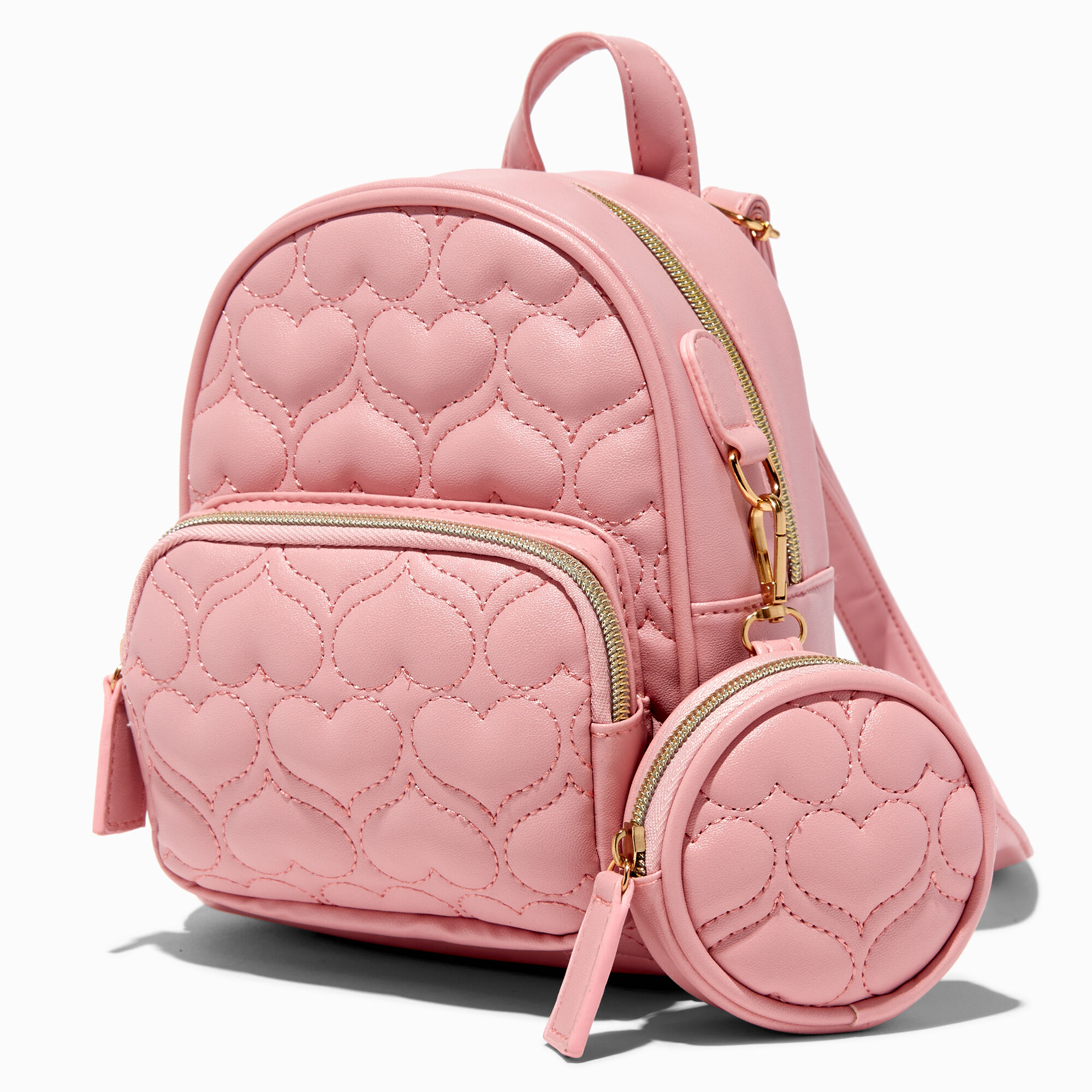 Blush Pink Quilted Hearts Backpack Claire s US