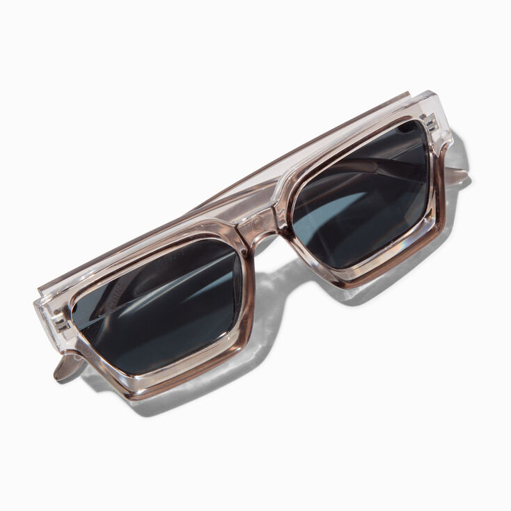 Translucent Gray Smoke Rectangular Sunglasses