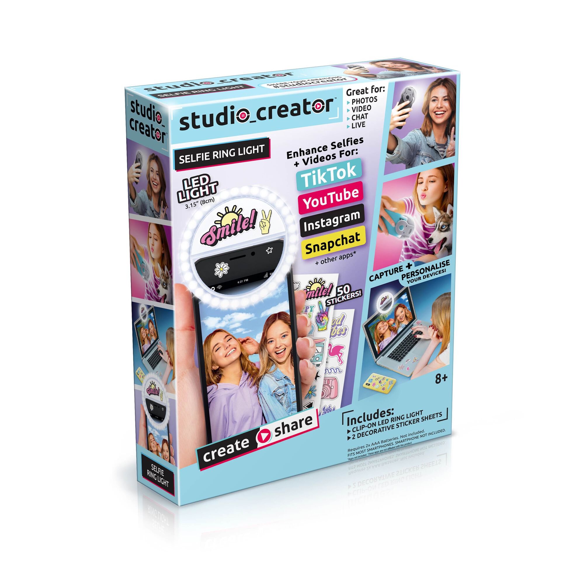 Claire's Éclairage circulaire pour selfie 8 cm Studio Creator™