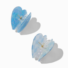 Blue Checkered Heart Hair Claws - 2 Pack,