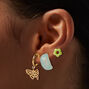 Boucles d&rsquo;oreilles superposables papillon couleur dor&eacute;e et vertes - Lot de 6,