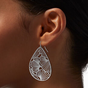 Silver-tone Filigree Teardrop Drop Earrings,