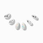 Silver-tone Iridescent AB Beans Earring Stackables Set - 3 Pack,