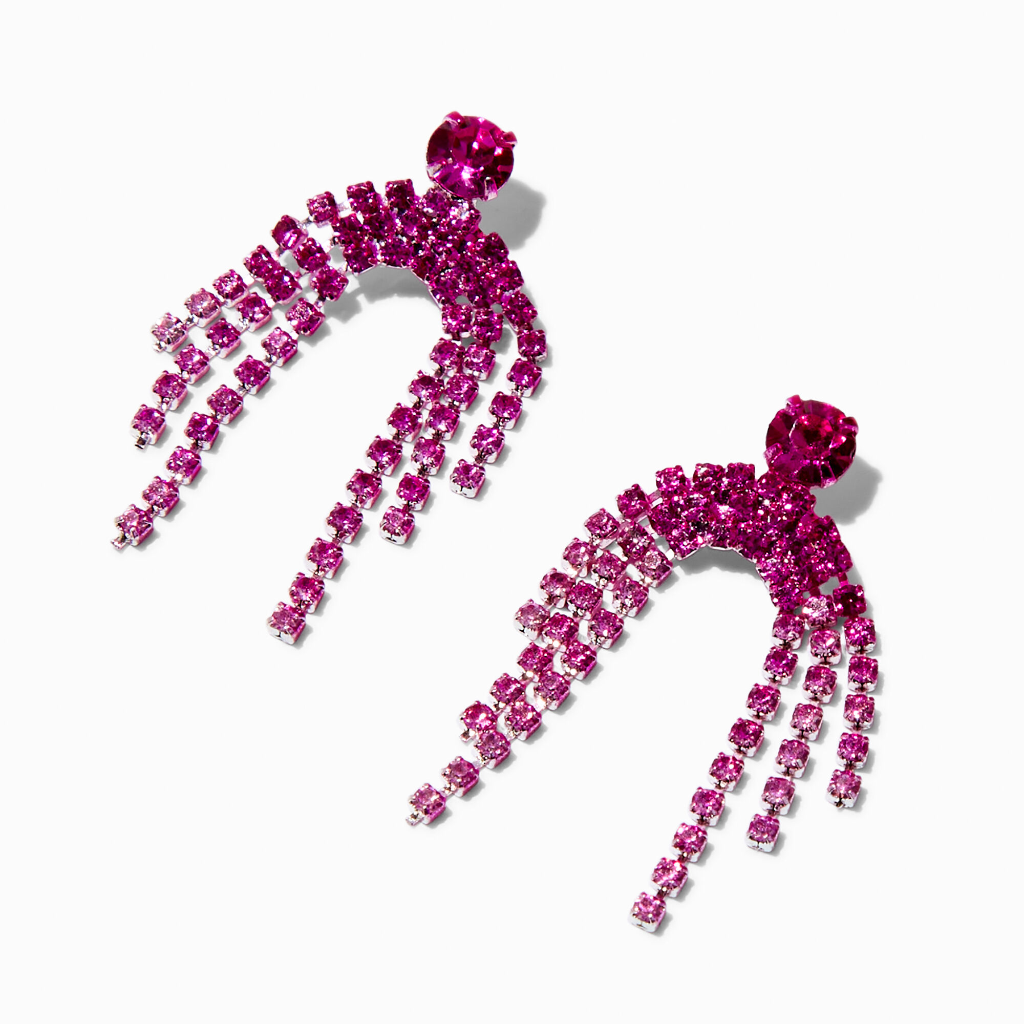 View Claires Crystal Waterfall 15 Drop Earrings Fuchsia information