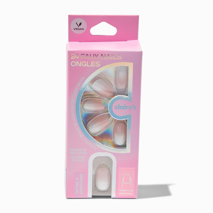 French Tip Ombr&eacute; Medium Oval Vegan Faux Nail Set - 24 Pack,