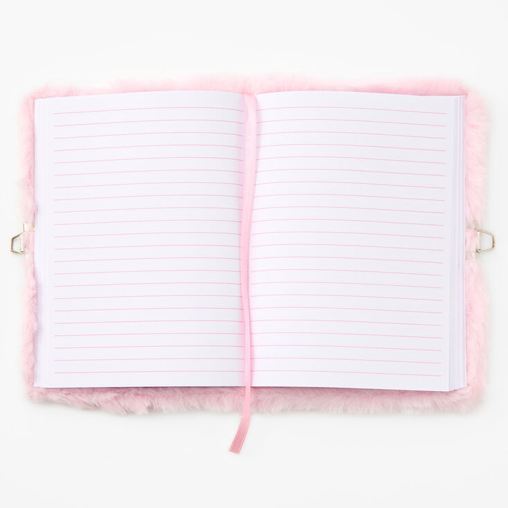 Icy Pink Unicorn Plush Lock Diary,