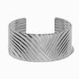 Silver-tone Thick Ribbed Cuff Bracelet,