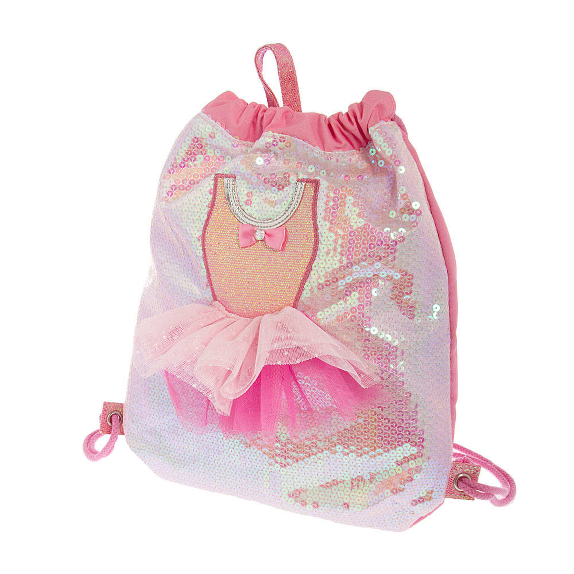 Claire's Club Ballerina Dress Sequin Drawstring Bag - Pink | Claire's US