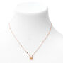 Gold Half Stone Initial Pendant Necklace - M,