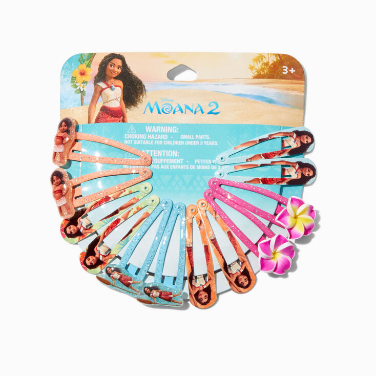 Disney Moana 2 Glitter Snap Hair Clips - 12 Pack,