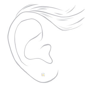 18ct Gold Rhodium Plated 3mm Single AB Crystal Stud Ear Piercing Kit with Rapid&trade; After Care Lotion,