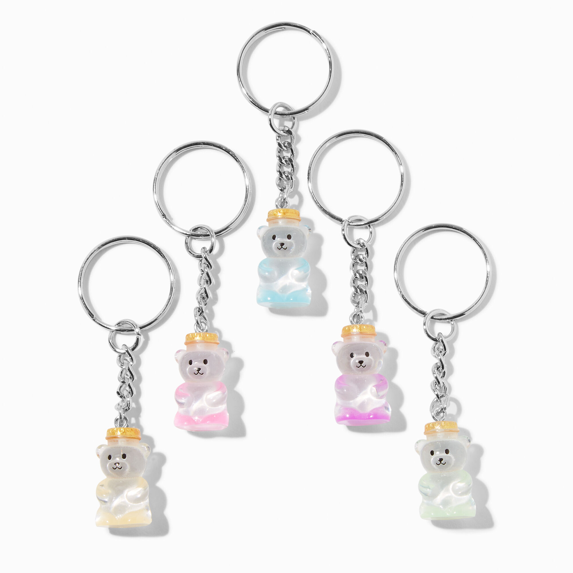 View Claires Best Friends Honey Bears Glow In The Dark Keyrings 5 Pack Silver information